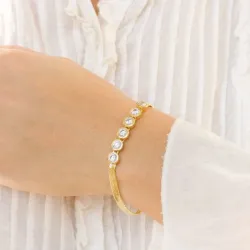 zirkon armband i förgylld mässing - Eliné