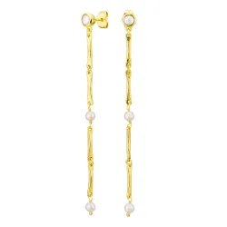 långa pärla kedja örhängen i förgylld mässing - Eliné