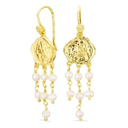 vit pärla örhängen i förgylld mässing - Eliné