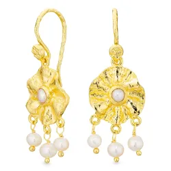 pärla örhängen i förgylld mässing - Eliné