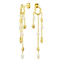 pärla kedja örhängen i förgylld mässing - Eliné