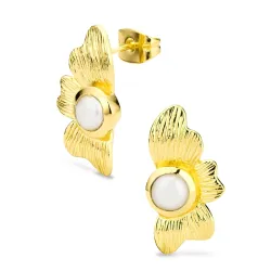 pärla örhängen i förgylld mässing - Eliné