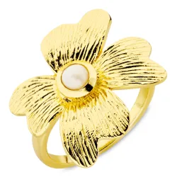 blommor pärla ring i förgylld mässing - Eliné