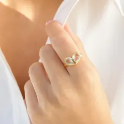 klar kvarts ring i förgylld mässing - Loom Stones