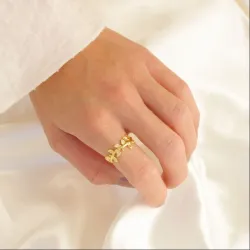 blad ring i förgylld mässing - Eliné