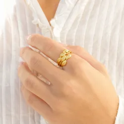 blad ring i förgylld mässing - Eliné