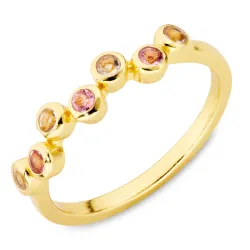 rosa kristal ring i förgylld mässing - Bubbly Twist