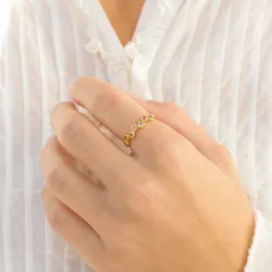 rosa kristal ring i förgylld mässing - Bubbly Twist