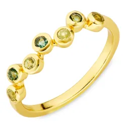 grön kristal ring i förgylld mässing - Bubbly Twist