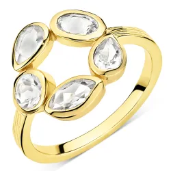 klar kvarts ring i förgylld mässing - Eliné