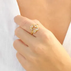 rosa jadesten ring i förgylld mässing - Eliné