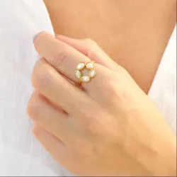 pärla ring i förgylld mässing - Eliné