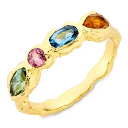 multifärgat kristal ring i förgylld mässing - Eliné