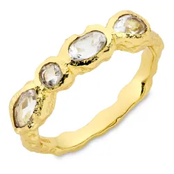 klar kvarts ring i förgylld mässing - Eliné