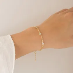 zirkon armband i förgylld mässing - Eliné