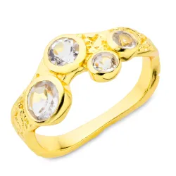 klar kvarts ring i förgylld mässing - Eliné