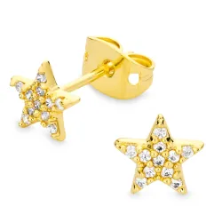 stjärna zirkon örhängen i förgylld mässing - Eliné