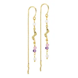 långa kedja örhängen i förgylld mässing - Eliné