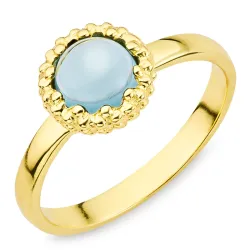 mörkblå kristal ring i förgylld mässing - Eliné