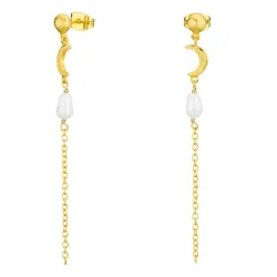 pärla kedja örhängen i förgylld mässing - Eliné