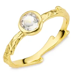 klar kvarts ring i förgylld mässing - Eliné