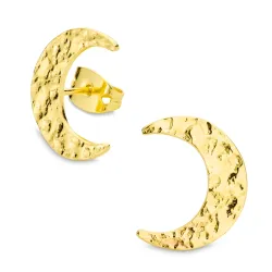 måne örhängestift i förgylld mässing - Eliné