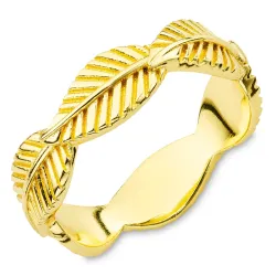 blad ring i förgylld mässing