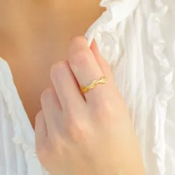 blad ring i förgylld mässing
