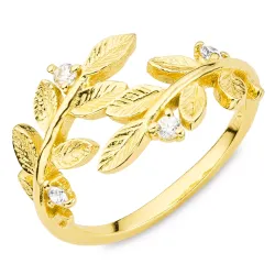 blad zirkon ring i förgylld mässing - Eliné