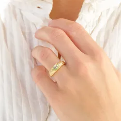 ljusgrön kristal ring i förgylld mässing - Eliné