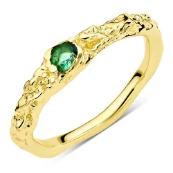 grön kristal ring i förgylld mässing - Eliné