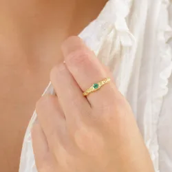 grön kristal ring i förgylld mässing - Eliné