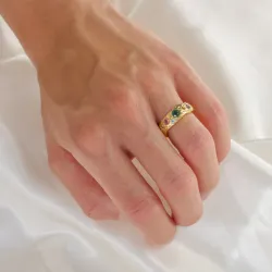 grön kristal ring i förgylld mässing - Eliné