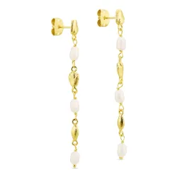 pärla kedja örhängen i förgylld mässing - Eliné