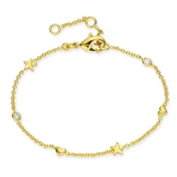 hjärta stjärna zirkon armband i förgylld mässing - Eliné