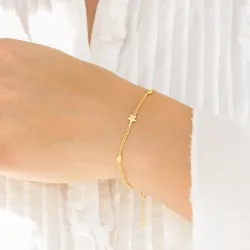 hjärta stjärna zirkon armband i förgylld mässing - Eliné