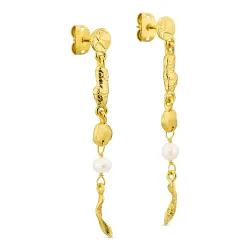 pärla örhängen i förgylld mässing - Eliné