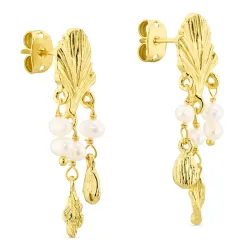 pärla örhängen i förgylld mässing - Eliné