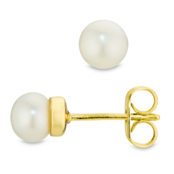 5 mm pärla örhängestift i förgylld mässing - Eliné