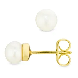 5 mm pärla örhängestift i förgylld mässing - Eliné