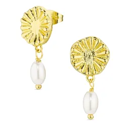 pärla örhängen i förgylld mässing - Eliné