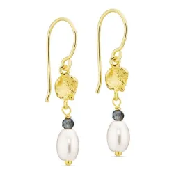 pärla örhängen i förgylld mässing - Eliné