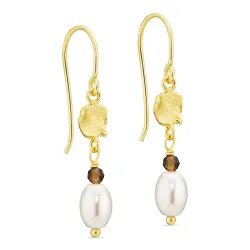 pärla örhängen i förgylld mässing - Eliné