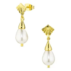 pärla örhängen i förgylld mässing - Eliné