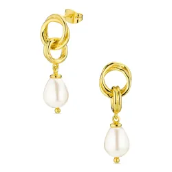 pärla örhängen i förgylld mässing - Eliné