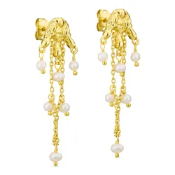 vit pärla örhängen i förgylld mässing - Eliné