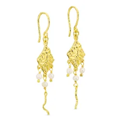 pärla örhängen i förgylld mässing - Eliné