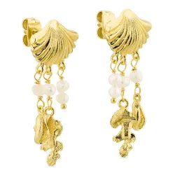 pärla örhängen i förgylld mässing - Eliné