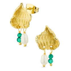 grön onyx örhängen i förgylld mässing - Eliné