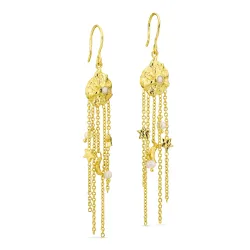 pärla kedja örhängen i förgylld mässing - Eliné